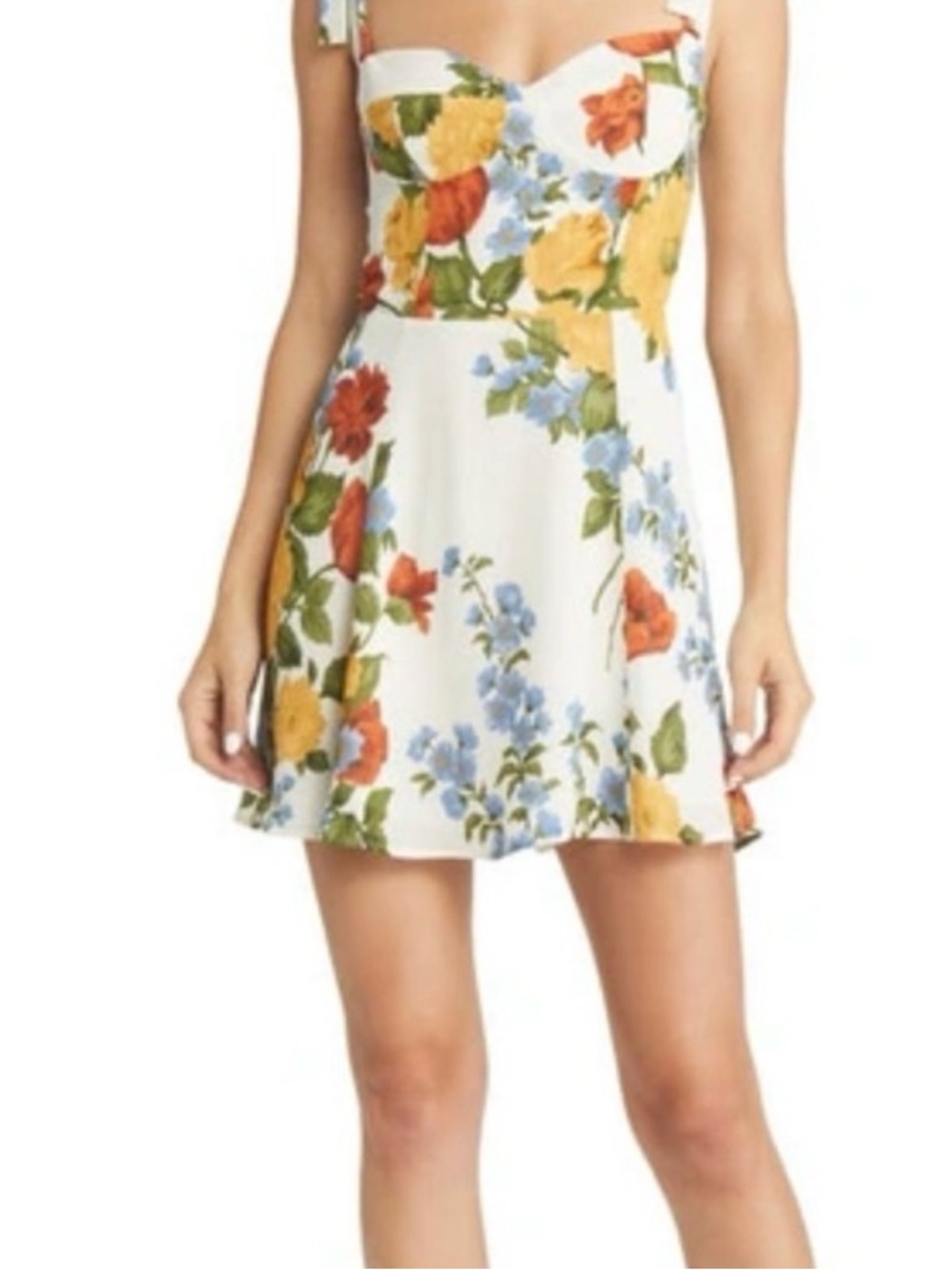 Reformation White Sundress Floral Tie-Shoulder Mini Dress - Picture 2 of 9